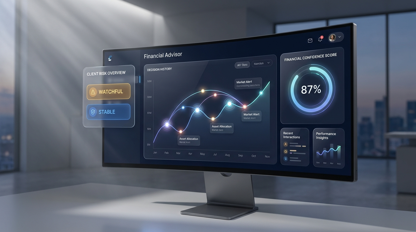 Futuristic financial advisor dashboard