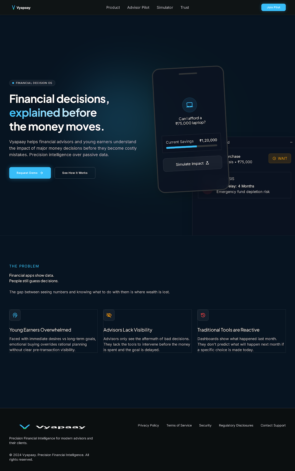 Vyapaay Financial Decision OS interface